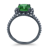 Halo Cushion Engagement Bridal Ring Simulated Cubic Zirconia 925 Sterling Silver