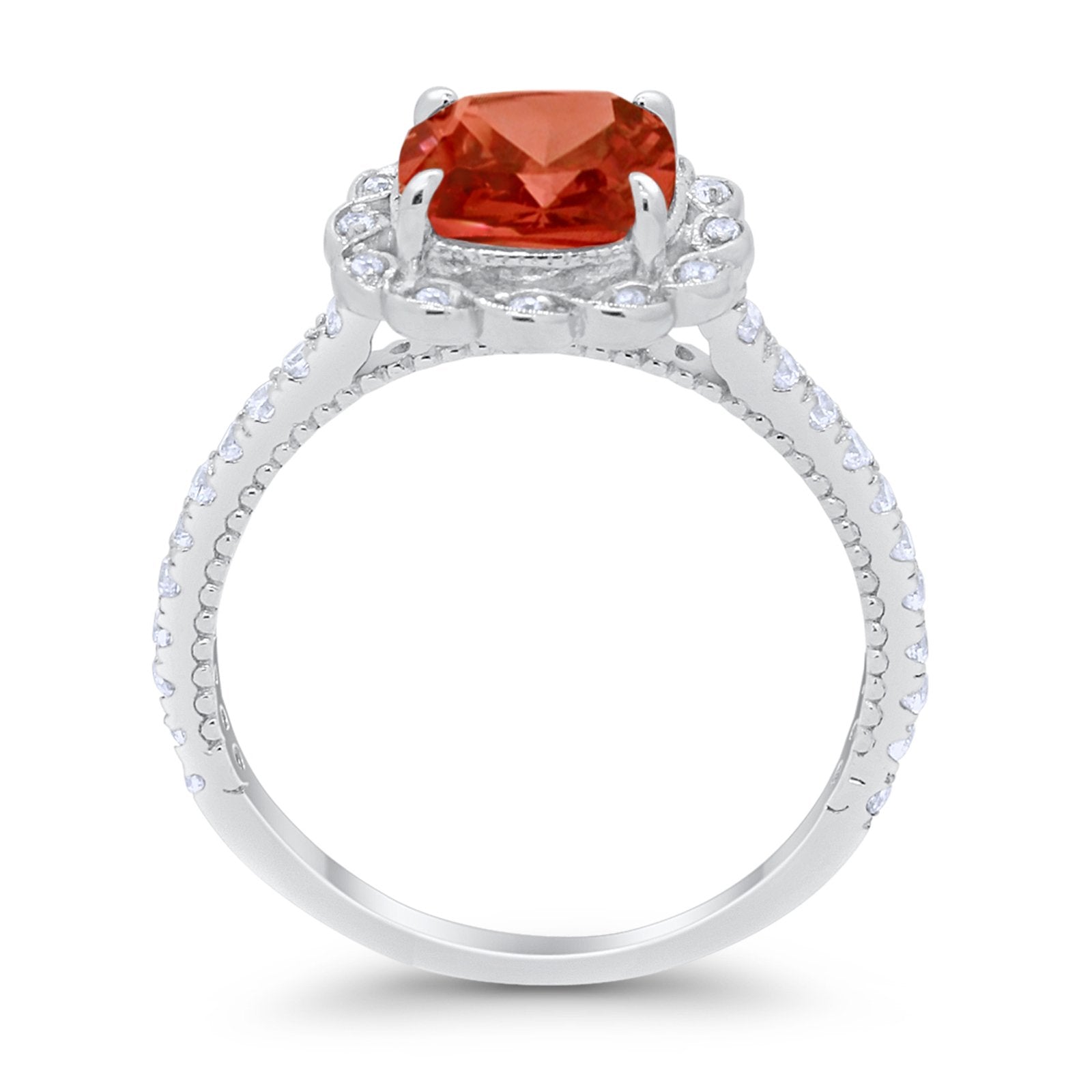 Halo Cushion Engagement Bridal Ring Simulated Cubic Zirconia 925 Sterling Silver