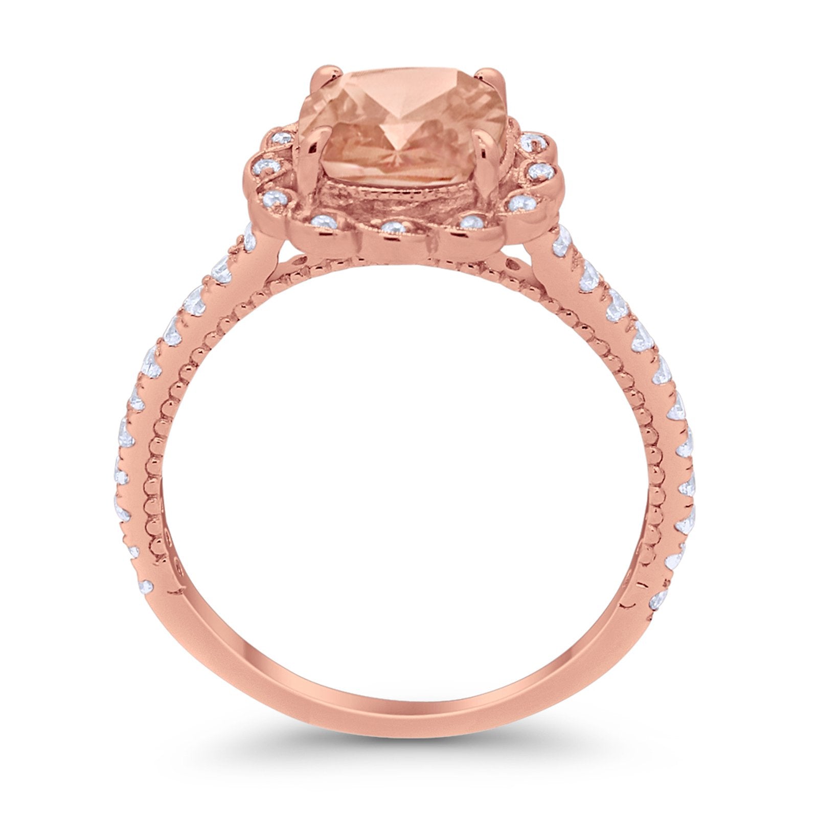 Halo Cushion Engagement Bridal Ring Simulated Cubic Zirconia 925 Sterling Silver