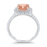 Halo Cushion Engagement Bridal Ring Simulated Cubic Zirconia 925 Sterling Silver