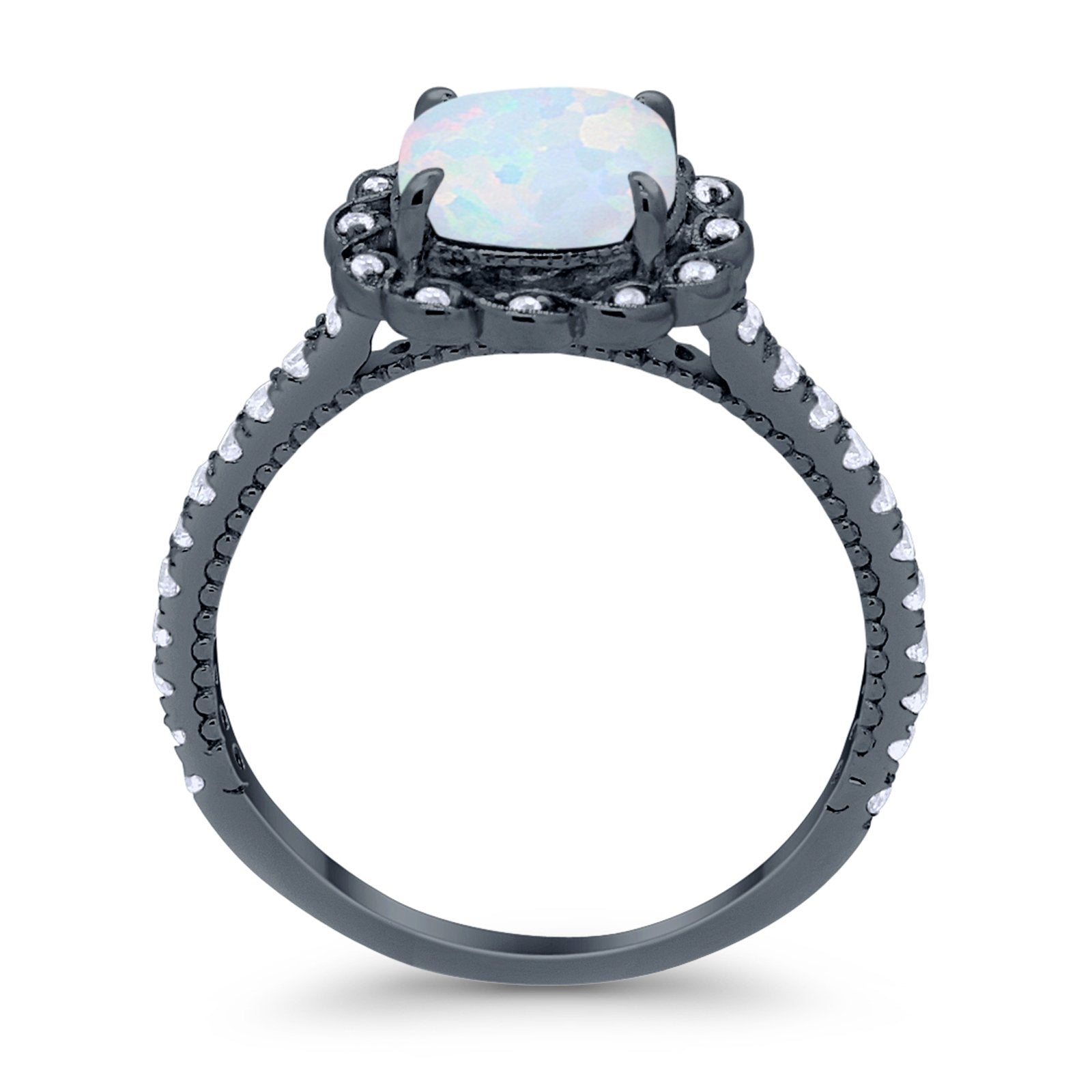 Halo Cushion Engagement Bridal Ring Simulated Cubic Zirconia 925 Sterling Silver