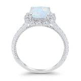 Halo Cushion Engagement Bridal Ring Simulated Cubic Zirconia 925 Sterling Silver