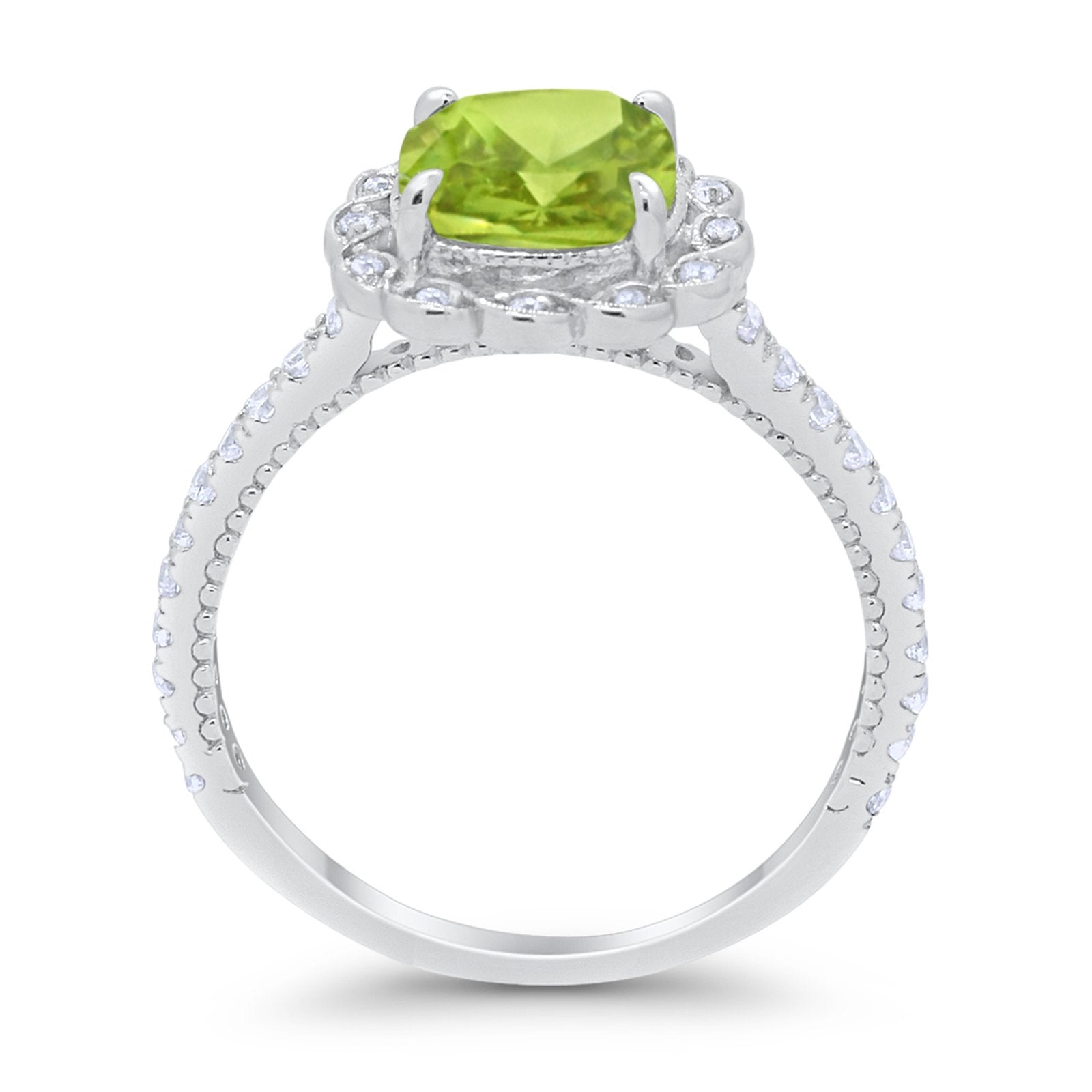 Halo Cushion Engagement Bridal Ring Simulated Cubic Zirconia 925 Sterling Silver