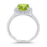 Halo Cushion Engagement Bridal Ring Simulated Cubic Zirconia 925 Sterling Silver