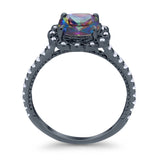 Halo Cushion Engagement Bridal Ring Simulated Cubic Zirconia 925 Sterling Silver