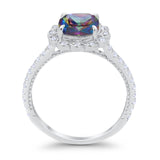 Halo Cushion Engagement Bridal Ring Simulated Cubic Zirconia 925 Sterling Silver