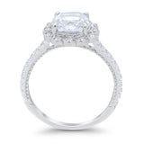 Halo Cushion Engagement Bridal Ring Simulated Cubic Zirconia 925 Sterling Silver
