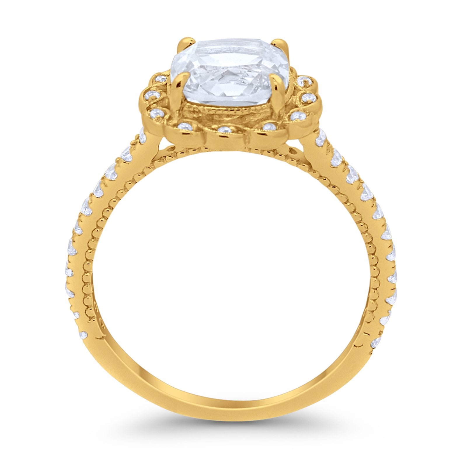 Halo Cushion Engagement Bridal Ring Simulated Cubic Zirconia 925 Sterling Silver