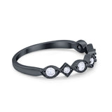 Art Deco Stacking Half Eternity Wedding Ring Simulated Round CZ 925 Sterling Silver