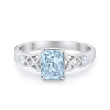 Wedding Ring Emerald Cut Round Simulated Cubic Zirconia 925 Sterling Silver