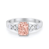 Wedding Ring Emerald Cut Round Simulated Cubic Zirconia 925 Sterling Silver