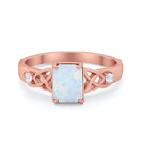 Wedding Ring Emerald Cut Round Simulated Cubic Zirconia 925 Sterling Silver