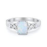 Wedding Ring Emerald Cut Round Simulated Cubic Zirconia 925 Sterling Silver