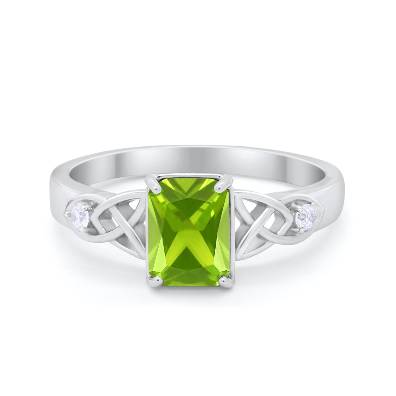 Wedding Ring Emerald Cut Round Simulated Cubic Zirconia 925 Sterling Silver