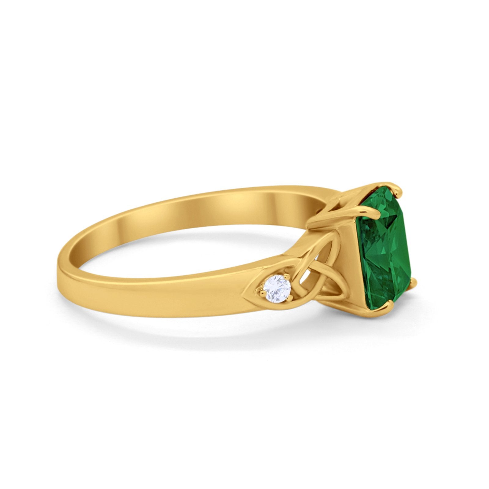 Wedding Ring Emerald Cut Round Simulated Cubic Zirconia 925 Sterling Silver