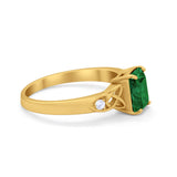 Wedding Ring Emerald Cut Round Simulated Cubic Zirconia 925 Sterling Silver