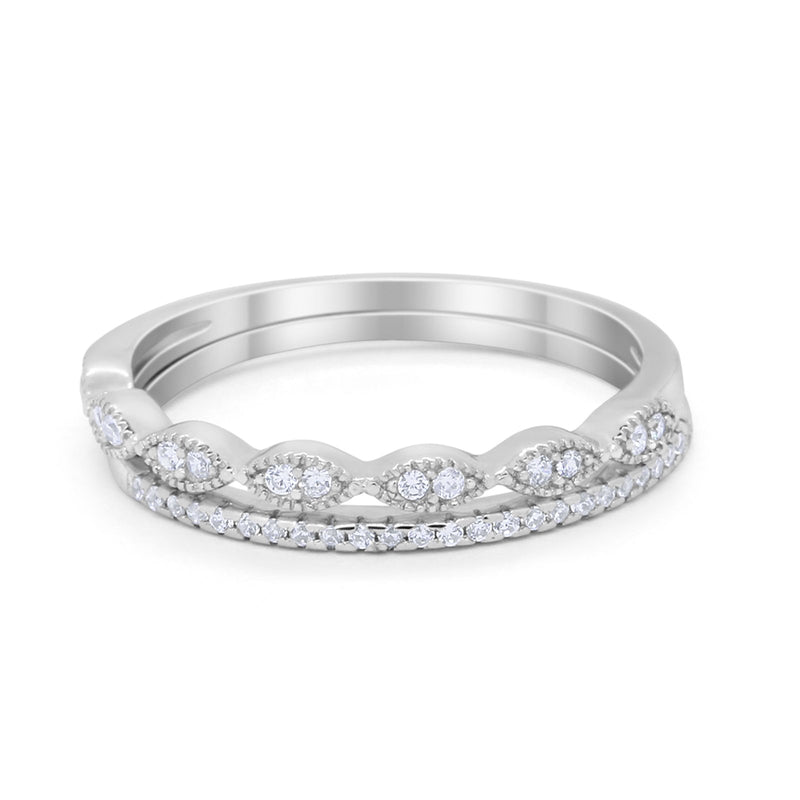 Half Eternity Art Deco Engagement Band for Ring Round 925 Sterling Silver