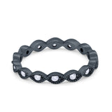 Art Deco Eternity Wedding Band for Ring Round 925 Sterling Silver