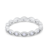 Art Deco Eternity Wedding Band for Ring Round 925 Sterling Silver