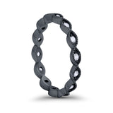 Art Deco Eternity Wedding Band for Ring Round 925 Sterling Silver