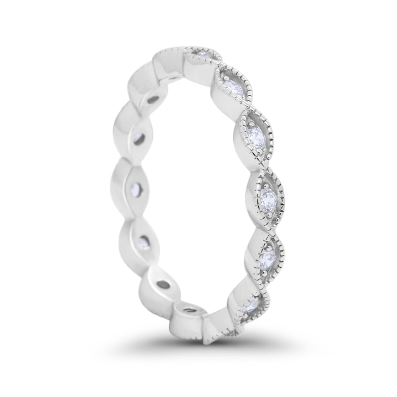 Art Deco Eternity Wedding Band for Ring Round 925 Sterling Silver