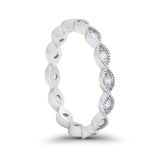 Art Deco Eternity Wedding Band for Ring Round 925 Sterling Silver