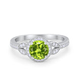 Art Deco Wedding Engagement Ring Halo Round Cubic Zirconia 925 Sterling Silver