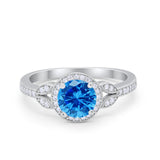 Art Deco Wedding Engagement Ring Halo Round Cubic Zirconia 925 Sterling Silver