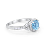 Art Deco Wedding Engagement Ring Halo Round Cubic Zirconia 925 Sterling Silver