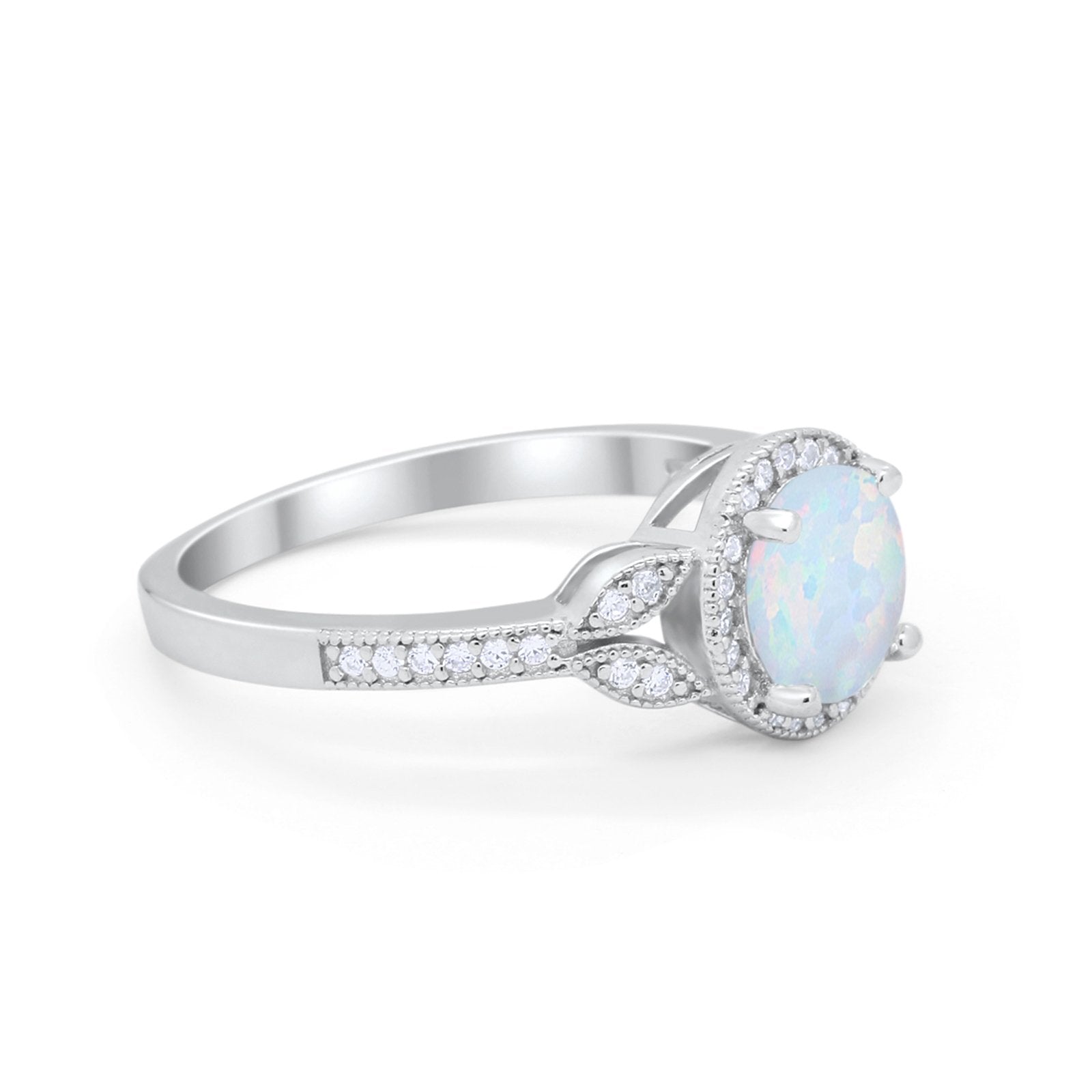 Art Deco Wedding Engagement Ring Halo Round Cubic Zirconia 925 Sterling Silver