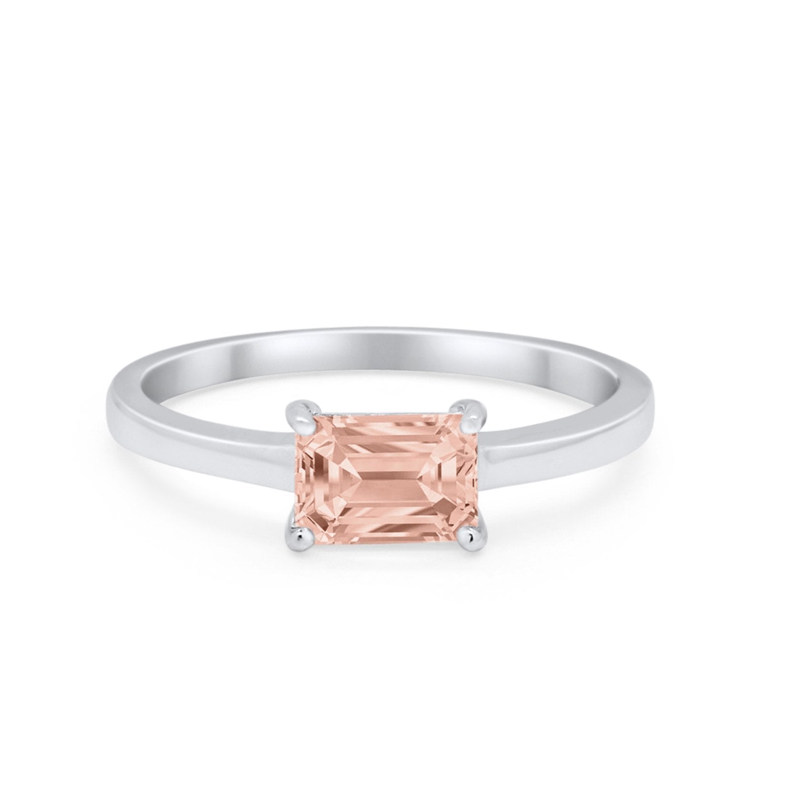 Radiant Cut Solitaire Wedding Engagement Ring Round Cubic Zirconia 925 Sterling Silver