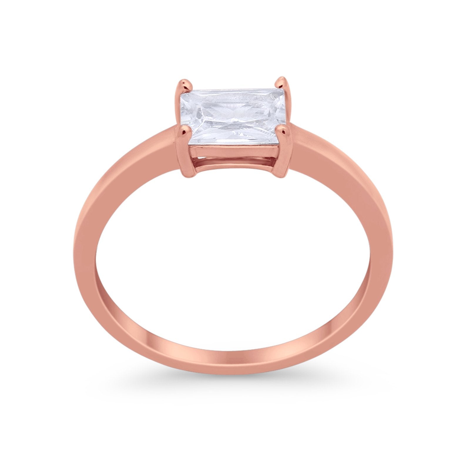Radiant Cut Solitaire Wedding Engagement Ring Round Cubic Zirconia 925 Sterling Silver