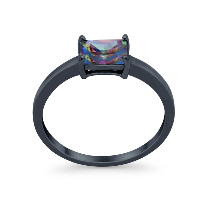 Radiant Cut Solitaire Wedding Engagement Ring Round Cubic Zirconia 925 Sterling Silver