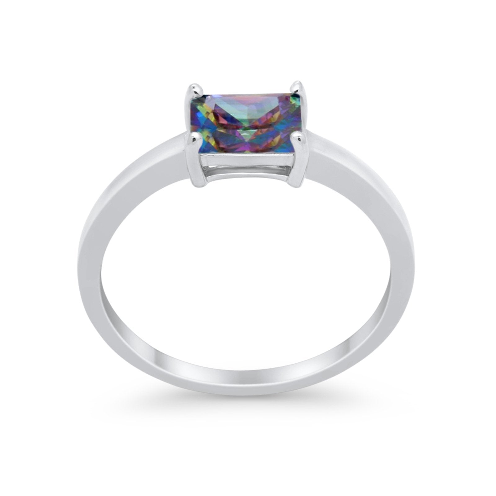 Radiant Cut Solitaire Wedding Engagement Ring Round Cubic Zirconia 925 Sterling Silver