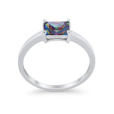 Radiant Cut Solitaire Wedding Engagement Ring Round Cubic Zirconia 925 Sterling Silver