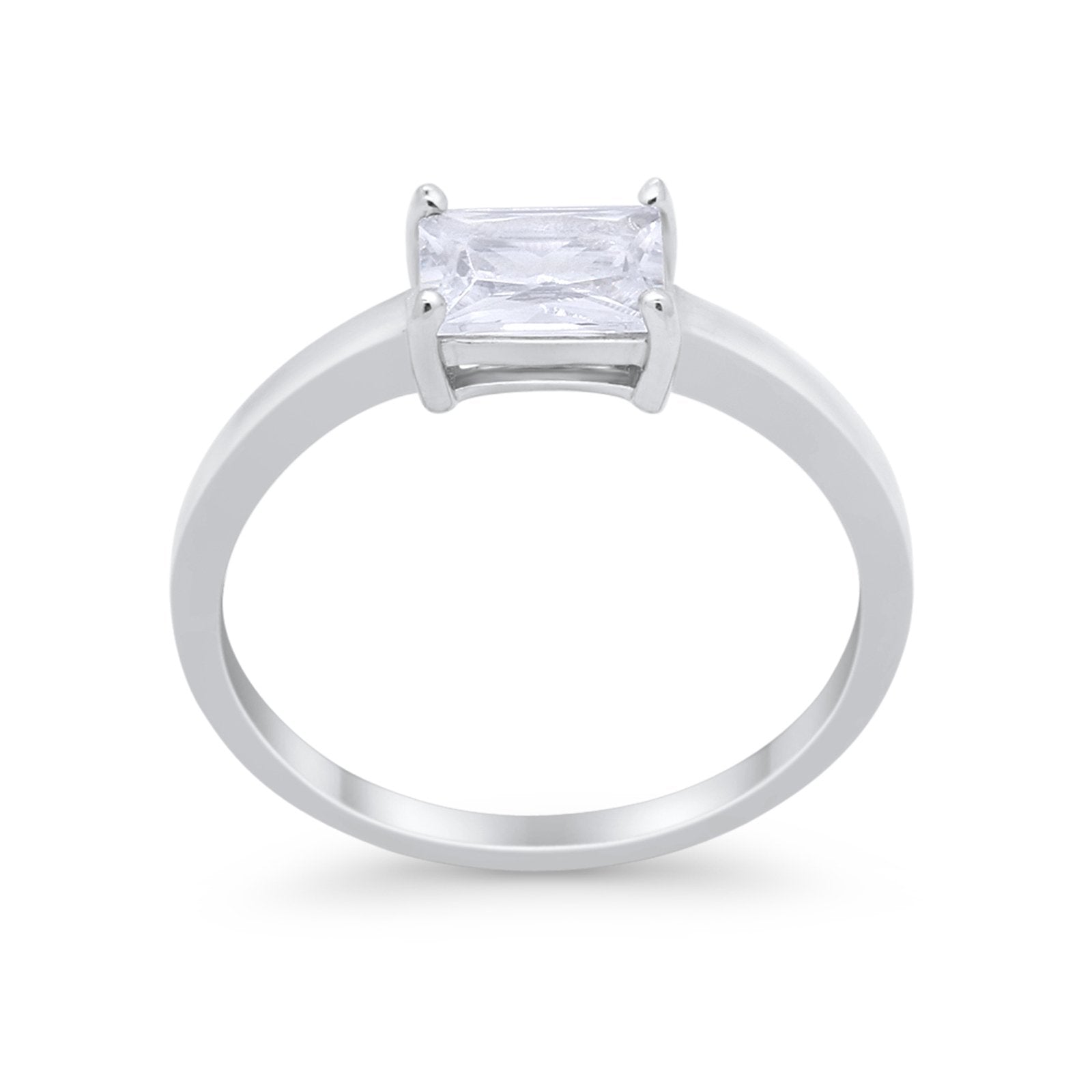 Radiant Cut Solitaire Wedding Engagement Ring Round Cubic Zirconia 925 Sterling Silver