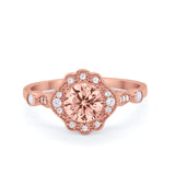 Halo Vintage Style Engagement Ring Simulated Cubic Zirconia 925 Sterling Silver