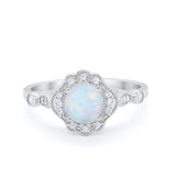 Halo Vintage Style Engagement Ring Simulated Cubic Zirconia 925 Sterling Silver