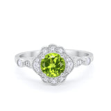 Halo Vintage Style Engagement Ring Simulated Cubic Zirconia 925 Sterling Silver