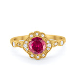 Halo Vintage Style Engagement Ring Simulated Cubic Zirconia 925 Sterling Silver