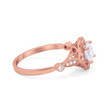 Halo Vintage Style Engagement Ring Simulated Cubic Zirconia 925 Sterling Silver