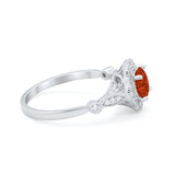 Halo Vintage Style Engagement Ring Simulated Cubic Zirconia 925 Sterling Silver