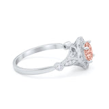 Halo Vintage Style Engagement Ring Simulated Cubic Zirconia 925 Sterling Silver