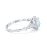 Halo Vintage Style Engagement Ring Simulated Cubic Zirconia 925 Sterling Silver