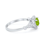 Halo Vintage Style Engagement Ring Simulated Cubic Zirconia 925 Sterling Silver