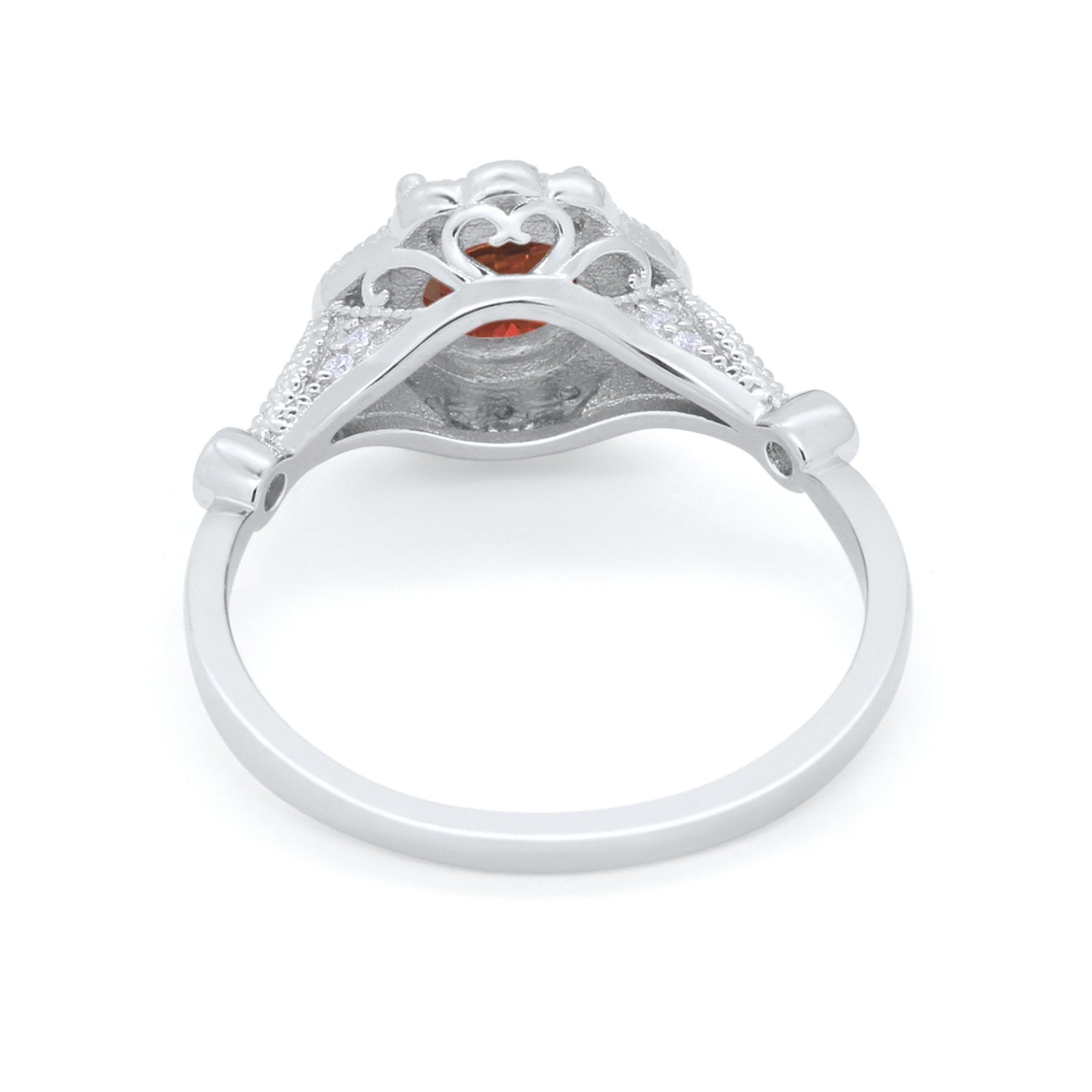 Halo Vintage Style Engagement Ring Simulated Cubic Zirconia 925 Sterling Silver