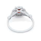 Halo Vintage Style Engagement Ring Simulated Cubic Zirconia 925 Sterling Silver