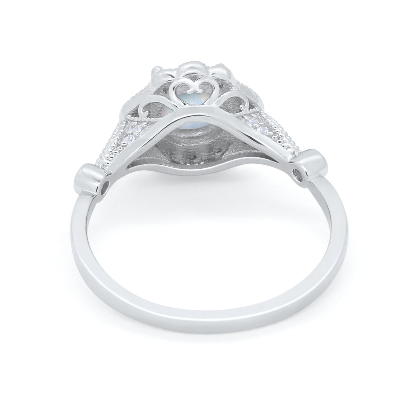 Halo Vintage Style Engagement Ring Simulated Cubic Zirconia 925 Sterling Silver