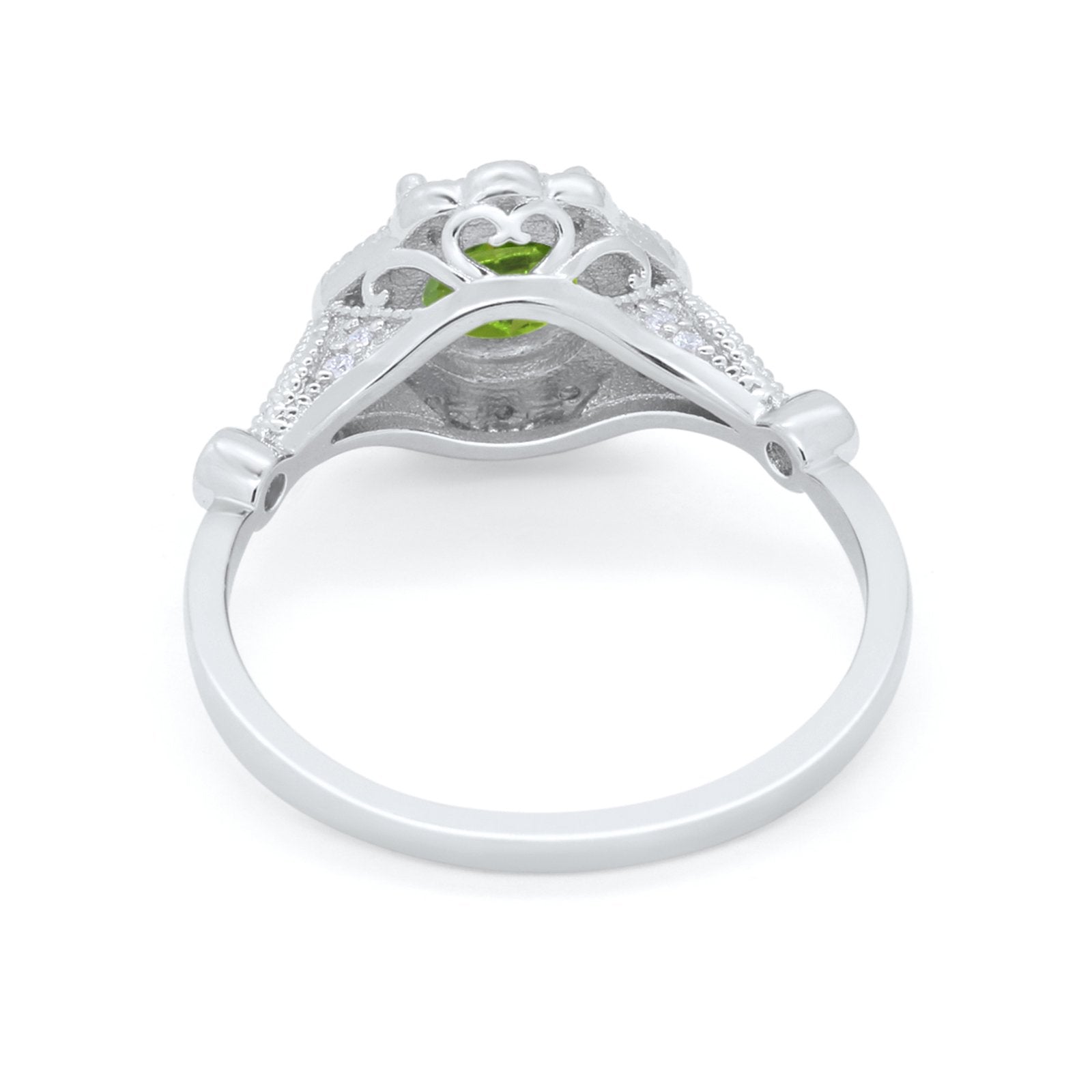Halo Vintage Style Engagement Ring Simulated Cubic Zirconia 925 Sterling Silver