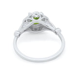 Halo Vintage Style Engagement Ring Simulated Cubic Zirconia 925 Sterling Silver